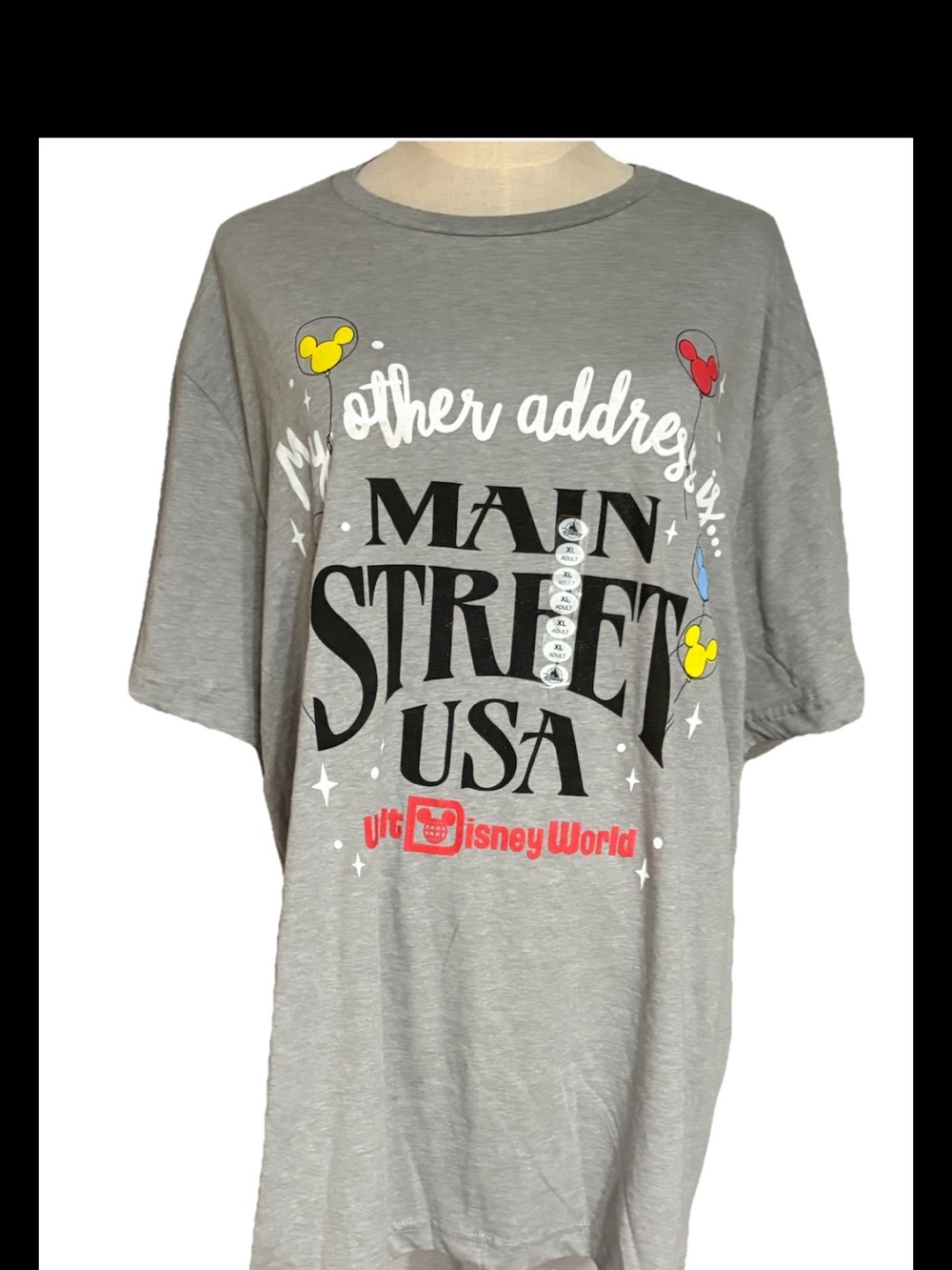 Disney Walt Disney World My Other Address Is Main Street USA Adult Shirt XL New